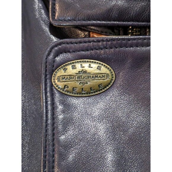 Vintage Marc Buchanan Pelle Pelle Mens Size 40 Global 1994 Navy Leather Trench - Picture 7 of 15